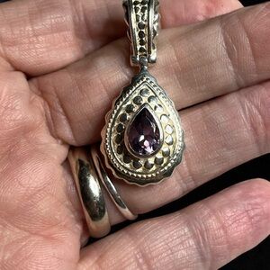 Stunning Vintage 925 Silver Amethyst Teardrop Pendant